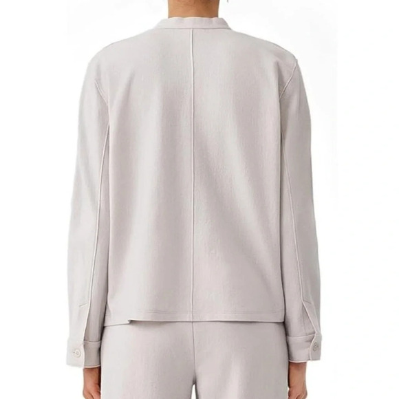 Women’s Eileen Fisher Chalk wool mandarin collar jacket and pants, beige, Large - Picture 3 of 8